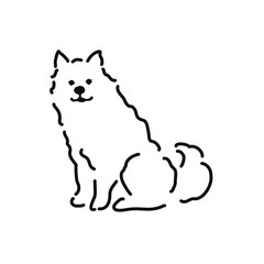 座っているイヌのシンプルな線画