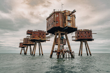 Whitstable Sea Forts WWII World War II Army Navy Maunsell Forts Defence Gun Towers Offshore Sea...