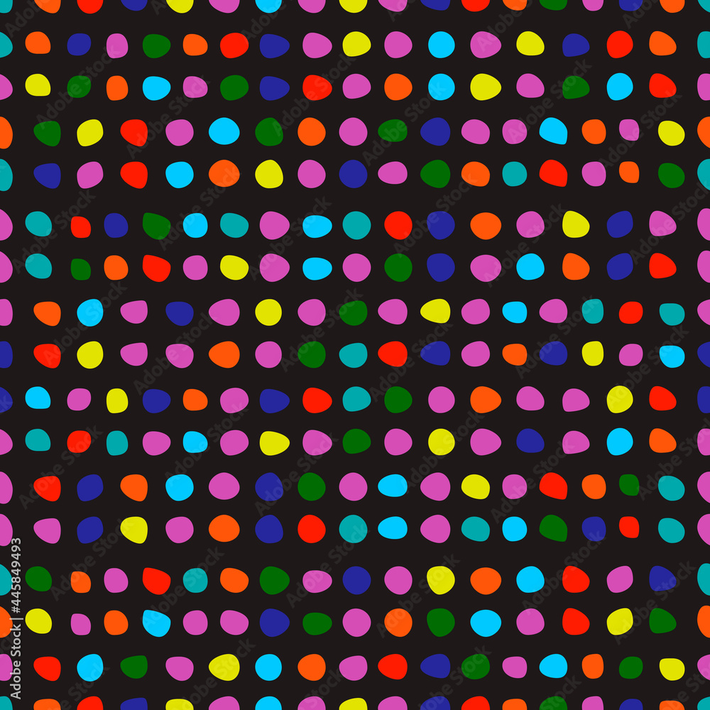 Poster mosaic colorful stones. vector multicolor primitive dots and black background.