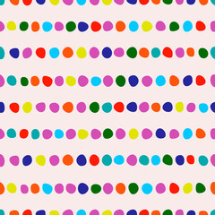 Dotted stripes ornament. Vector seamless stones or circles. Decor paint dotted and colorful lines.