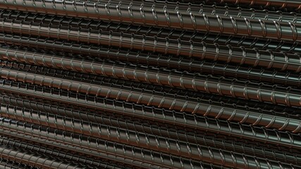 steel iron rod backdrop, isolated creative industrial 3D illustration