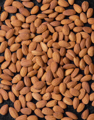 Peeled almonds closeup. For vegetarians.