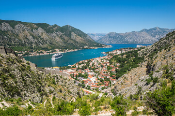 Fototapeta na wymiar Panorama of the Bay of Kotor and the town