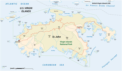 Vector map Saint john, US Virgin Islands