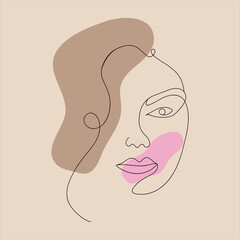 Line art girl flat style