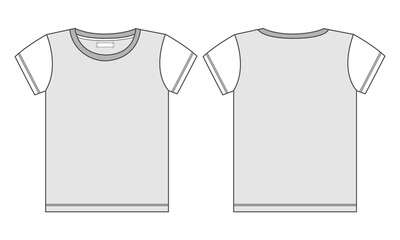 Short sleeve t-shirt Overall technical fashion Drawing Flat sketch template front and back view for Baby girls. apparel dress design vector illustration mockup t-shirt CAD.