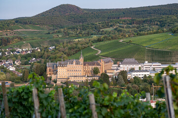 The Calvarienberg Monastery in Ahrweiler, Rhineland-Pfalz, Germany as seen from the 'Rotweinwanderweg' hiking trail.