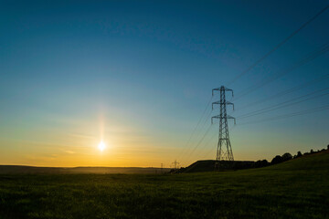 power lines at sunset