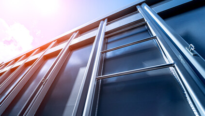 Obraz premium Large grain trucks at the blue sky background