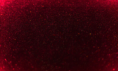 Christmas New Year background, red glitter, blurred bokeh, defocused