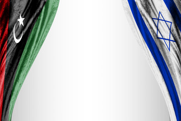 Flag of Libya and Israel with theater effect. 3D illustration