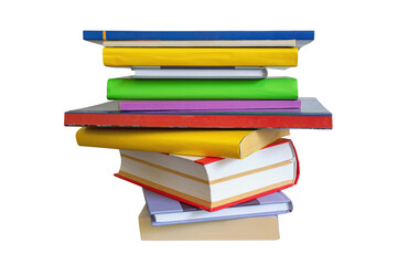 School concept. Stack of colorful  books isolated on white background