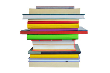 School concept. Stack of  different books. Isolated on white