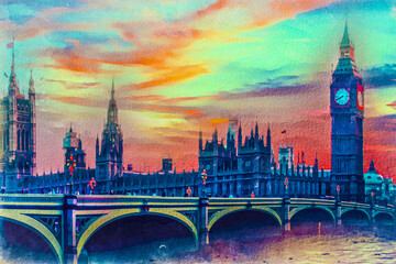 big ben and houses of parliament - obrazy, fototapety, plakaty