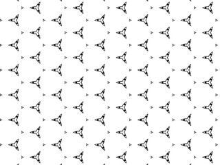 Simple black seamless patterns in the form of triangles on a white background,