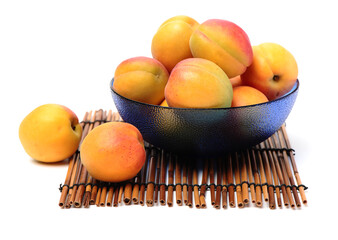 Fresh apricot fruits isolated on white background