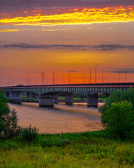 Fototapeta premium Bridge over the Vistula River in Kiezmark, Poland.