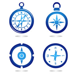 Set of compass icons. Gradient naval comapass set.