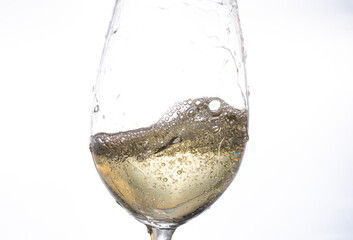 glass of champagne. Background. Glass. Alcohol. White background. 