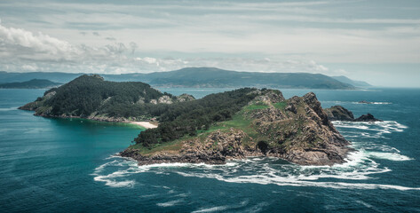 Cies Island, Vigo, Spain. Vigo estuarys greatest treasure. A beautiful island in Galicia.
