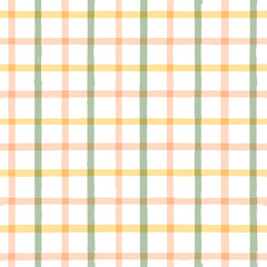 Gingham seamless pattern. watercolor stripes, vector tartan print for spring picnic table cloth, shirts, plaid, clothes, dresses, blankets, paper. checkered summer paint brush strokes