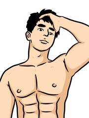 Fototapeta premium cute man cartoon on white background