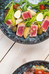 fresh summer light salad with tuna and arugula