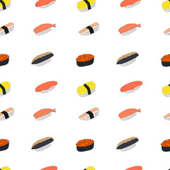 seamless pattern sushi japanese food