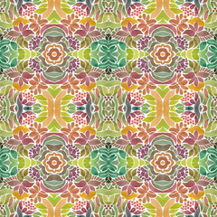 watercolor summer infinity pattern with floral ornament