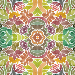 watercolor summer infinity pattern with floral ornament