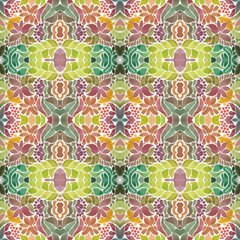 watercolor summer infinity pattern with floral ornament