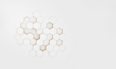 Abstract background hexagon white and golden with copy space.