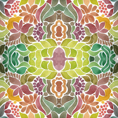 watercolor summer infinity pattern with floral ornament
