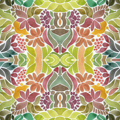 watercolor summer infinity pattern with floral ornament