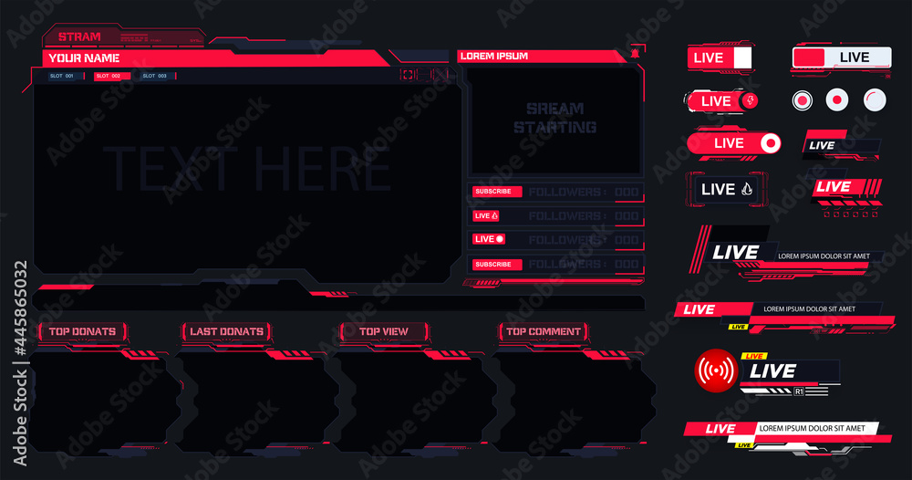 Poster live stream. digital frame technology ui,ux futuristic hud virtual interface. a design template for 
