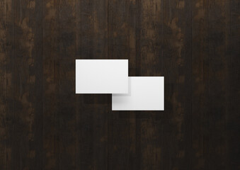 Mock-Up – business card two sides 85 x 55 mm offset paper on wood