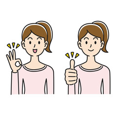 okポーズとgoodポーズの女性