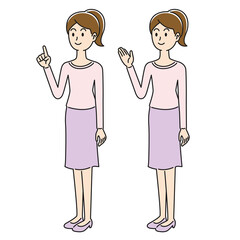 紹介＆説明ポーズをする女性