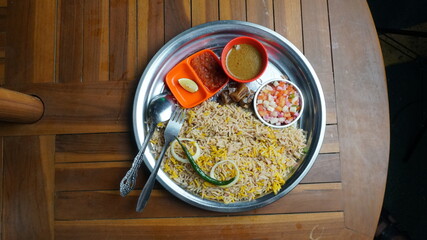 Briyani & Mandi Rice on a wooden table