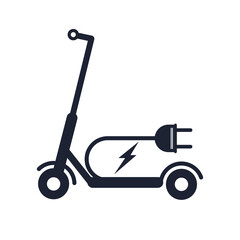 Electric scooter ,E scooter line icon. Battery powered scooter inside circle with a plug Vector illustration