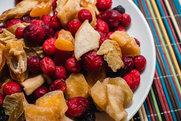 candied pumpkin rhubarb cranberries quince currants and apples