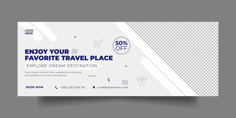 Travel facebook cover social media post and web banner template