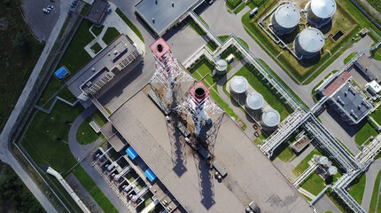 aerial view of clouds of smoke and steam coming from Power Station in Russia