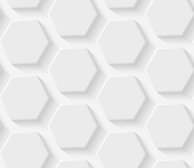 Vector abstract white background with hexagons. Seamless 3D texture.