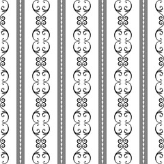 Openwork dark pattern on a white background. Striped print. Seamless pattern.