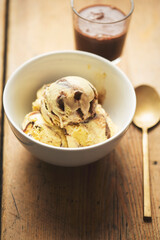 Tiramisu ice cream with coffee and chocolate 