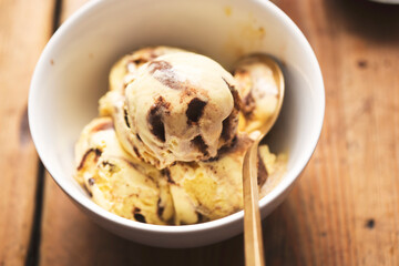 Tiramisu ice cream with coffee and chocolate 