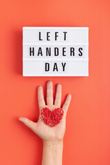 Light box with text left handers day