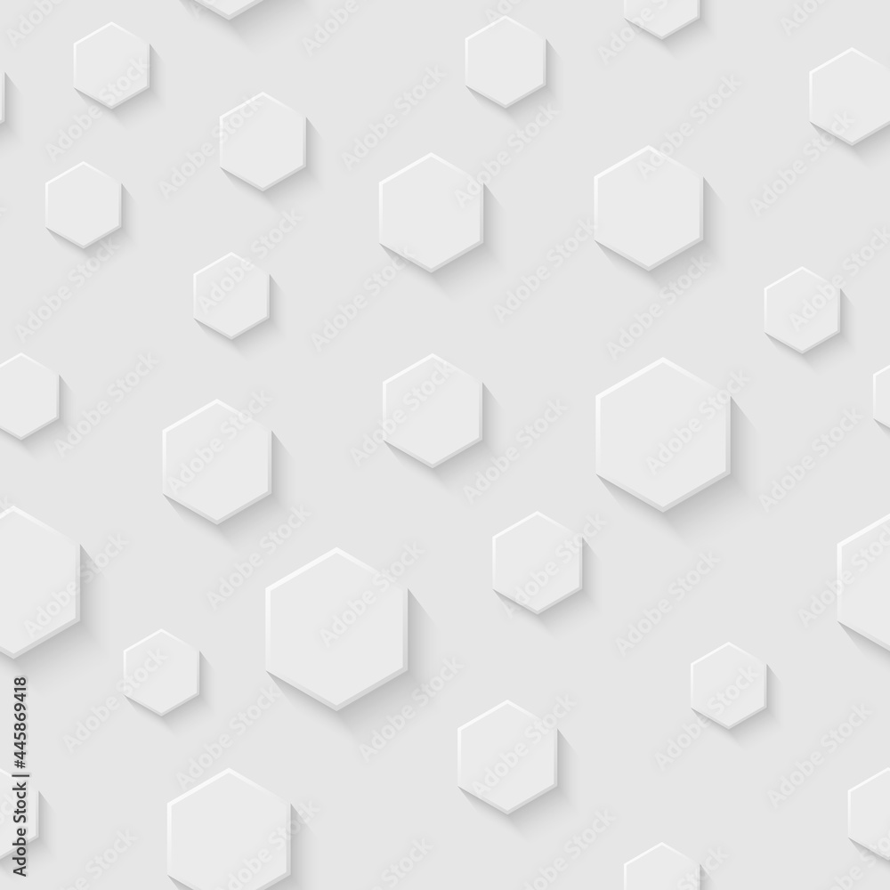 Aufkleber Vector abstract white background with hexagons. Seamless 3D texture.