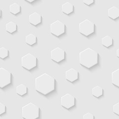 Vector abstract white background with hexagons. Seamless 3D texture.